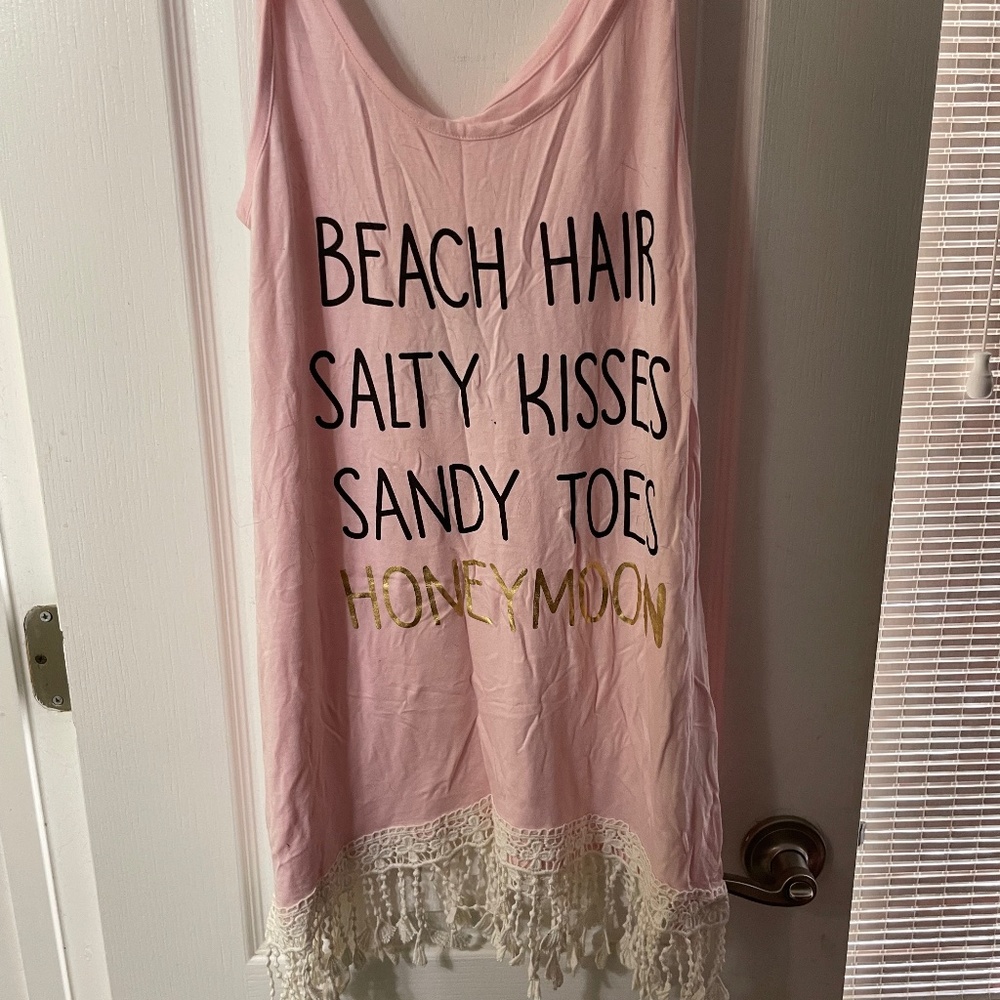 M Light Pink Honeymoon beach Tank top from Davids Bridal